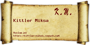 Kittler Miksa névjegykártya